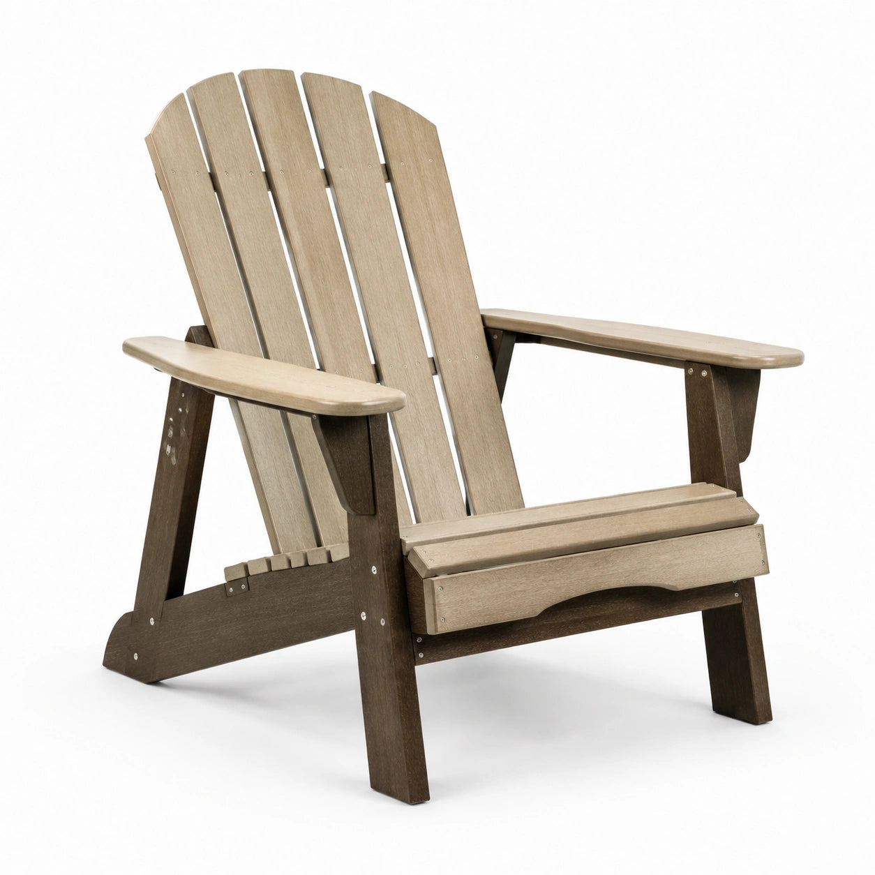 Adirondackstuhl aus Holzverbundstoff Beige/Braun 90x75x85 cm