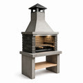 Beton- und Backstein-Grillkamin mit Edelstahlrost 120x55x240 cm Grau