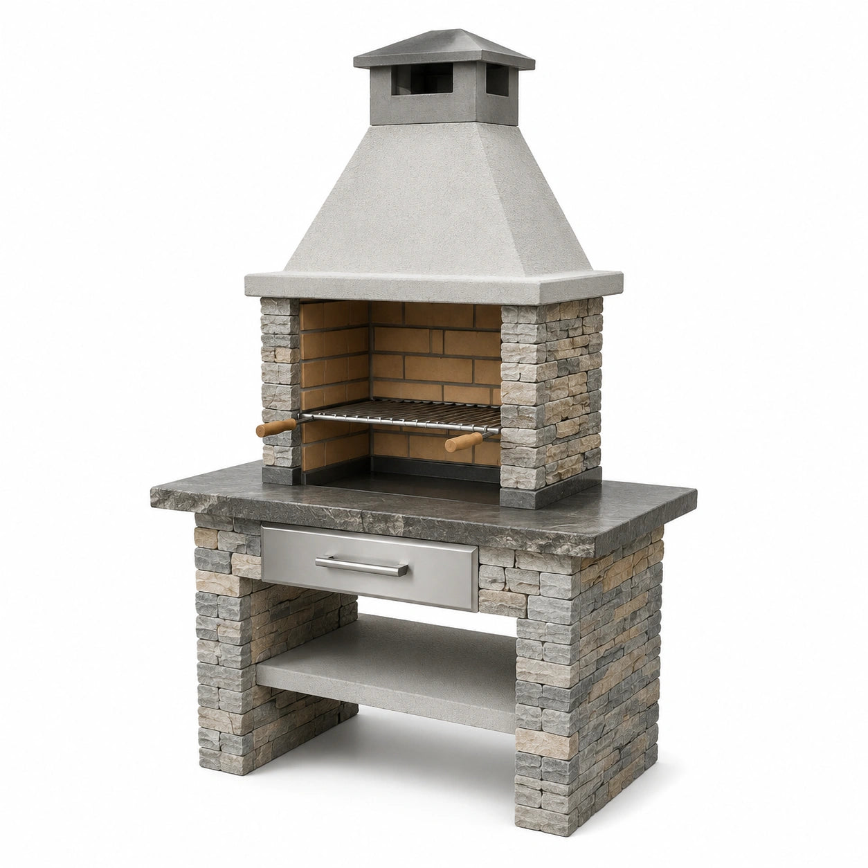 Gartengrillkamin aus Beton und Naturstein