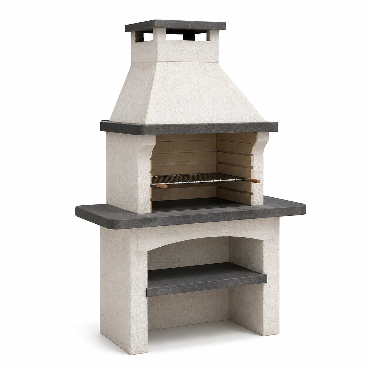Beton Grillkamin mit Grillrost Grau/Schwarz