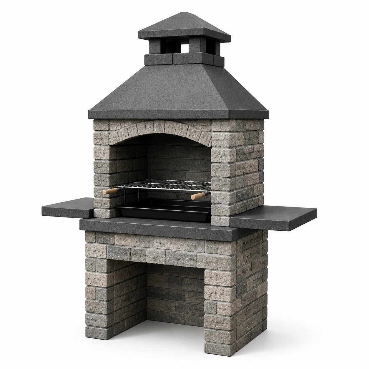 Betongrillkamin mit Stahlrost 180 cm Grau
