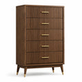Schubladenschrank aus Walnussholz mit Metallgriffen 100x40x130cm Braun