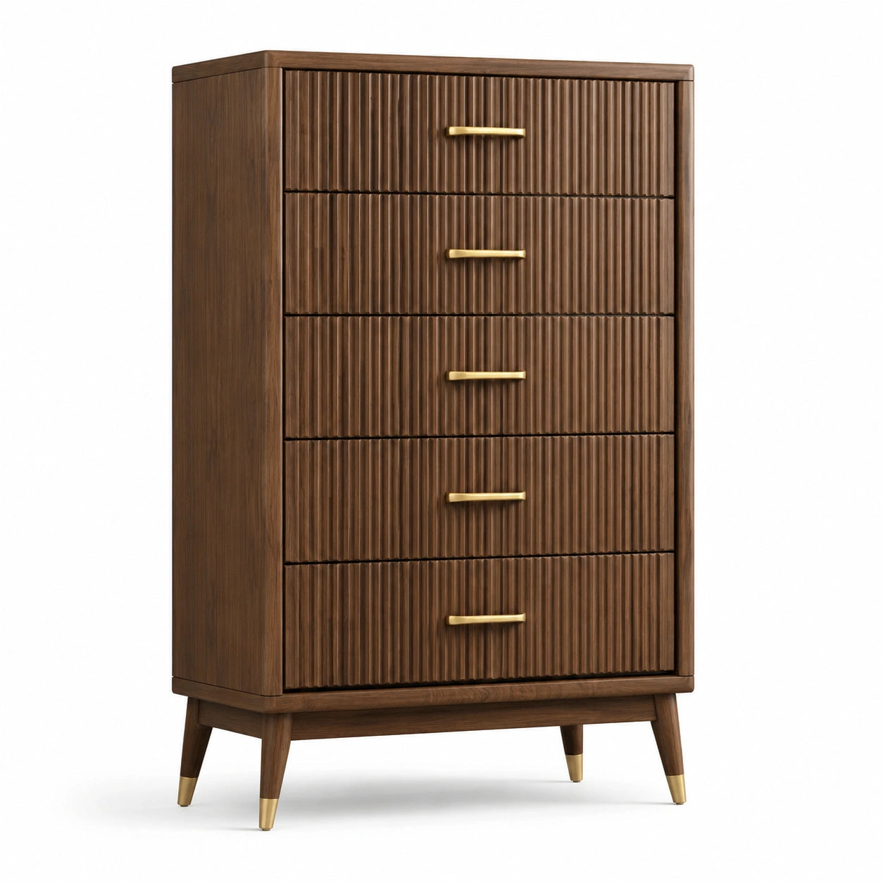 Schubladenschrank aus Walnussholz mit Metallgriffen 100x40x130cm Braun