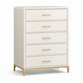 Schubladenschrank MDF Holzfurnier Weiß Gold 80x40x120cm