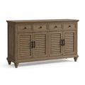 Holz Sideboard mit 4 Türen und 4 Schubladen, Braun, 150x85x40 cm