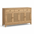 Sideboard Eichenholz mit natürlichem Geflecht 4 Türen 3 Schubladen