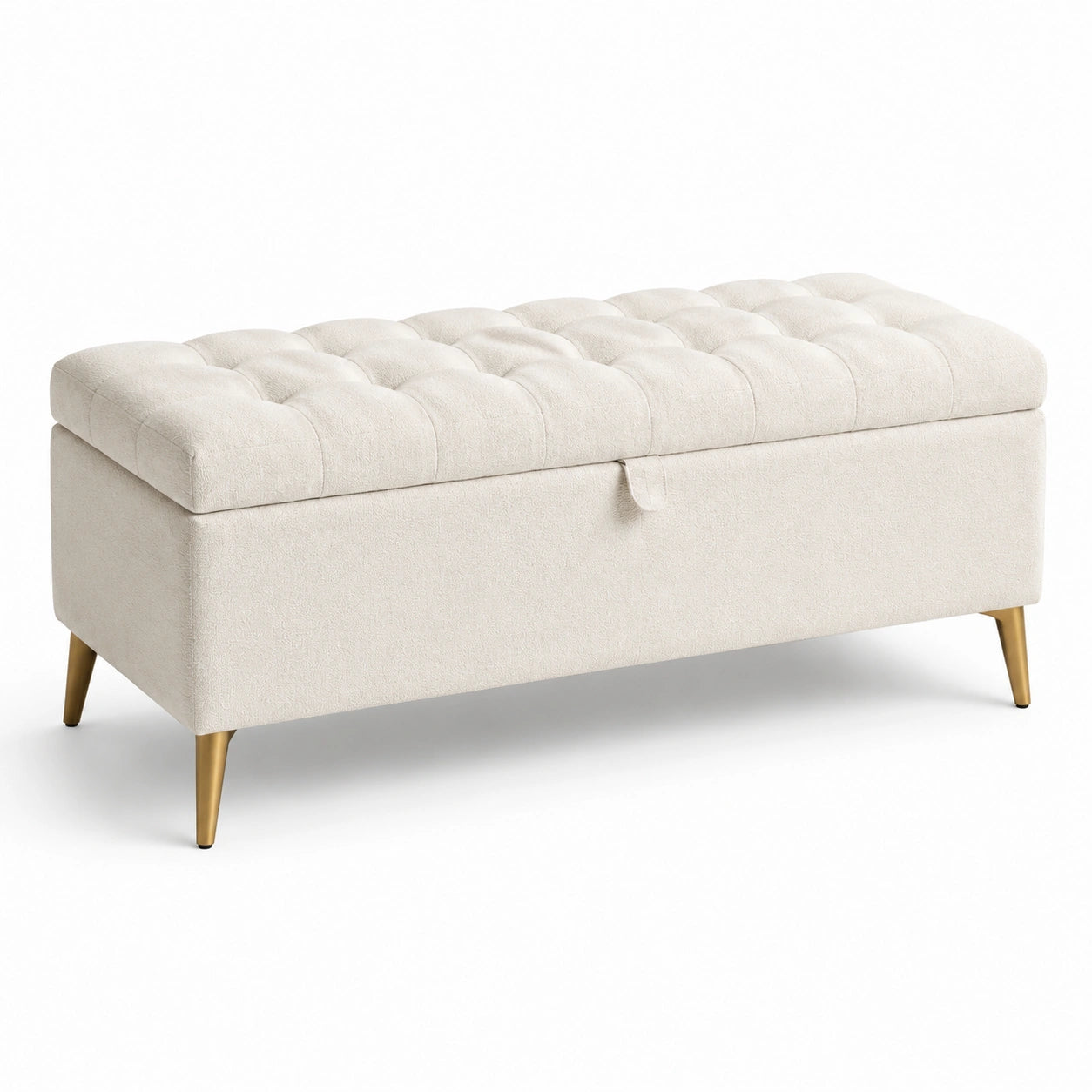 Stoff-Sitzbank mit Stauraum 120x40x45 cm Beige