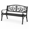Gartenbank Metall 127cm Schwarz Verziert