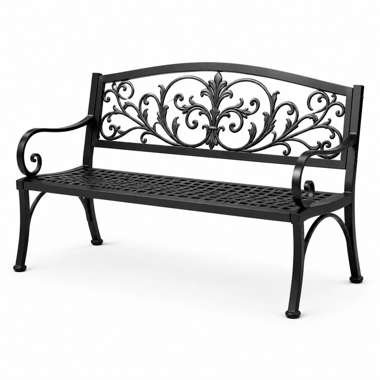 Gartenbank Metall 127cm Schwarz Verziert