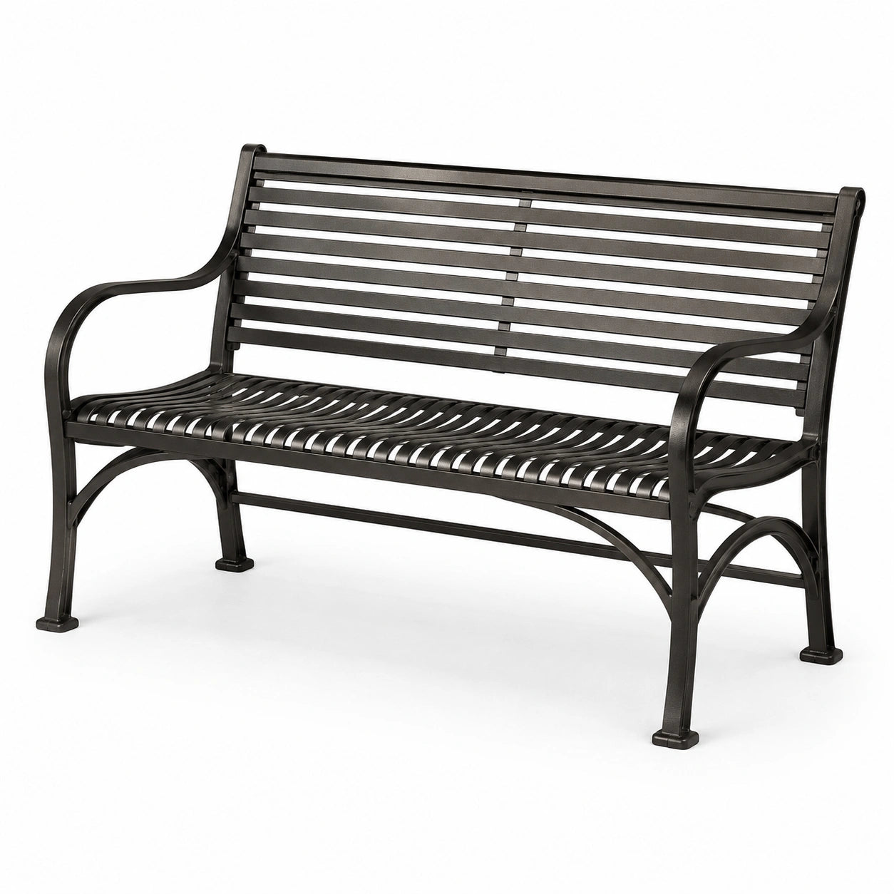 Gartenbank aus Metall Schwarz 150x60x80 cm