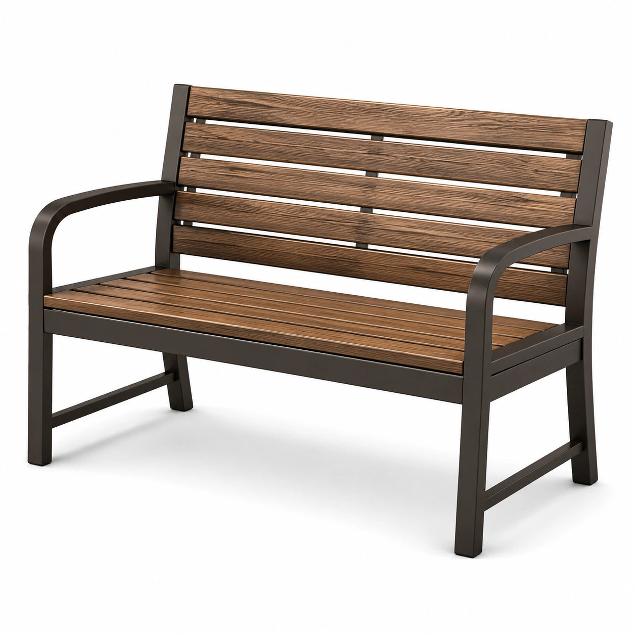Gartenbank aus Akazienholz und Stahl 120cm Braun