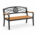 Gartenbank aus Stahl und Akazienholz 126cm Schwarz/Braun