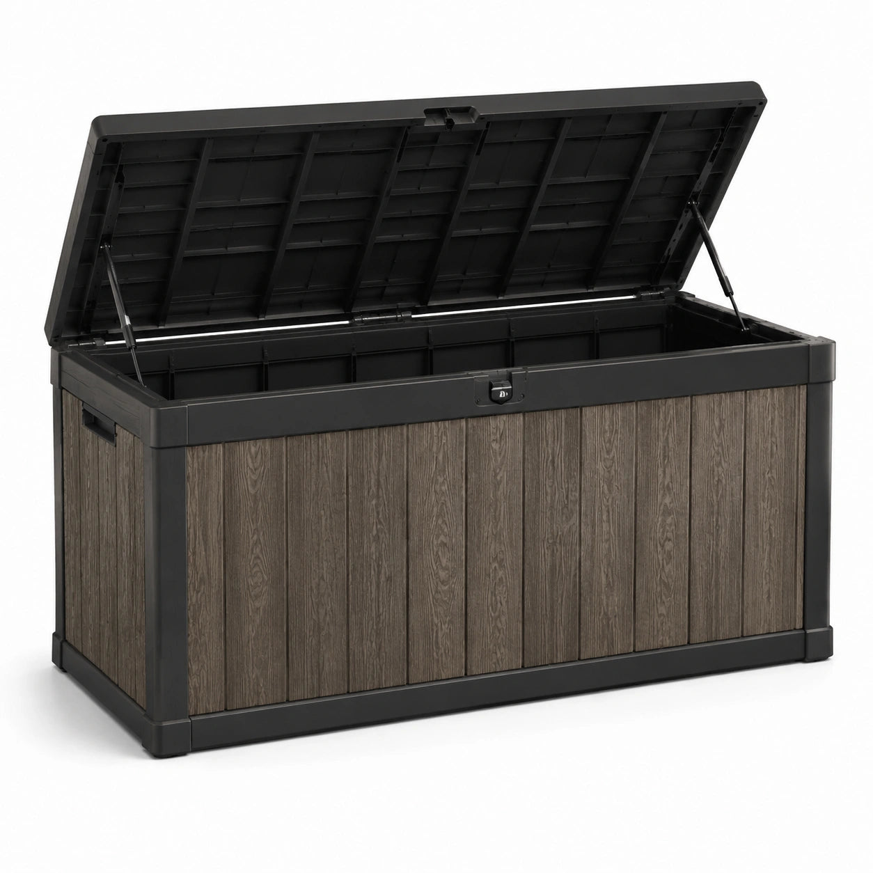 Gartenbox Polypropylen Holzoptik 150x70x60cm Braun Schwarz