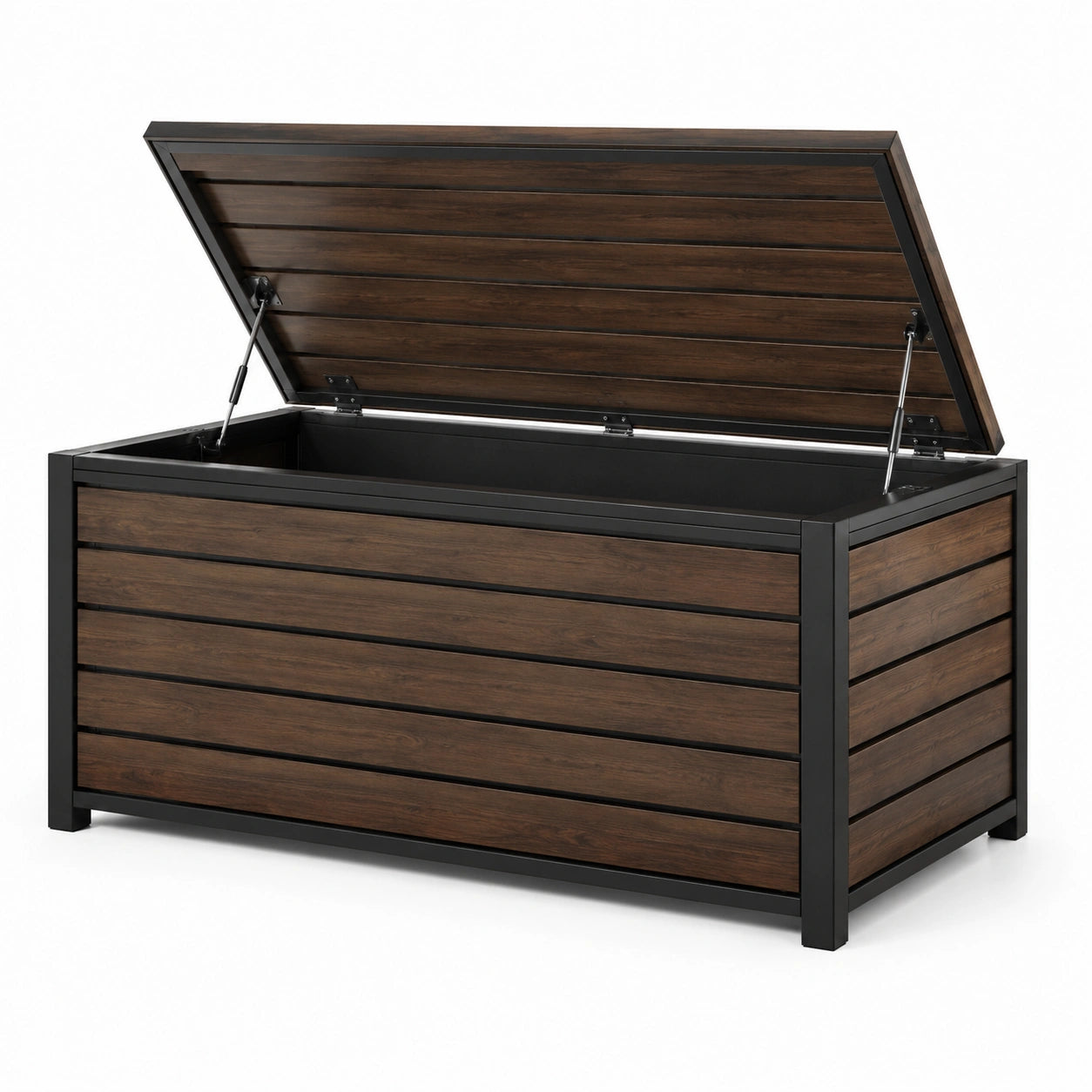 Outdoor-Gartenbox aus Holz-Kunststoff-Verbund und Stahl Braun-Schwarz
