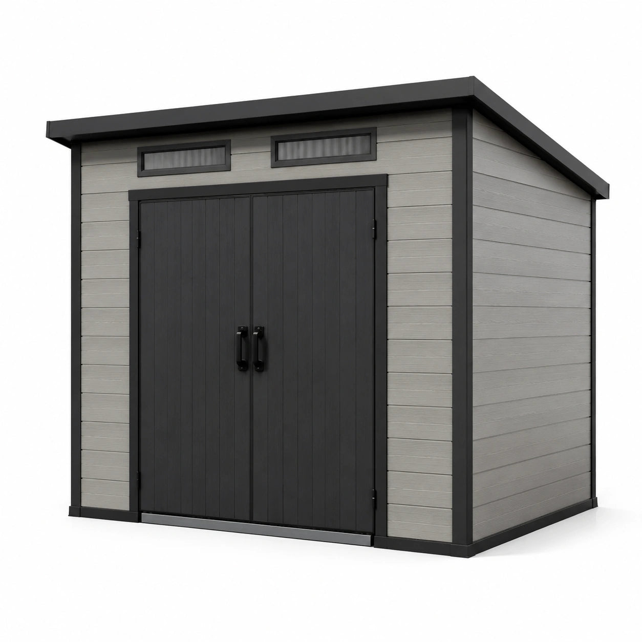 Gartenhaus aus Polypropylen 200 x 150 x 180 cm Grau/Schwarz