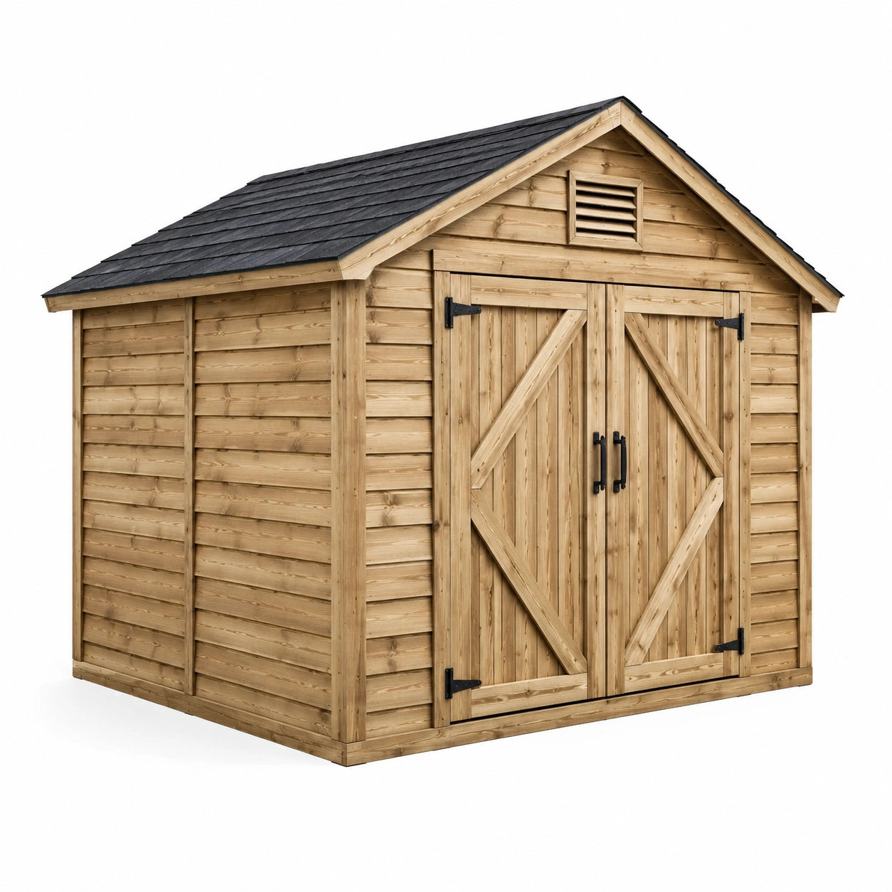 Gartenhaus aus Holz mit Doppeltüren und Belüftung