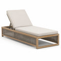 Gartenliege mit Teakholzrahmen und Polyesterkissen in Beige