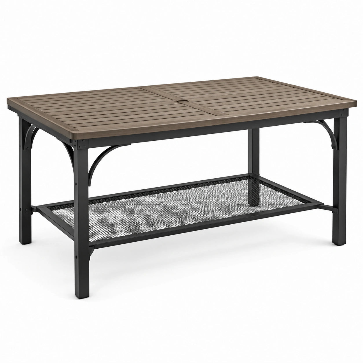 Gartentisch Stahlrahmen mit Akazienholzplatte 150x90x75 cm Braun/Schwarz