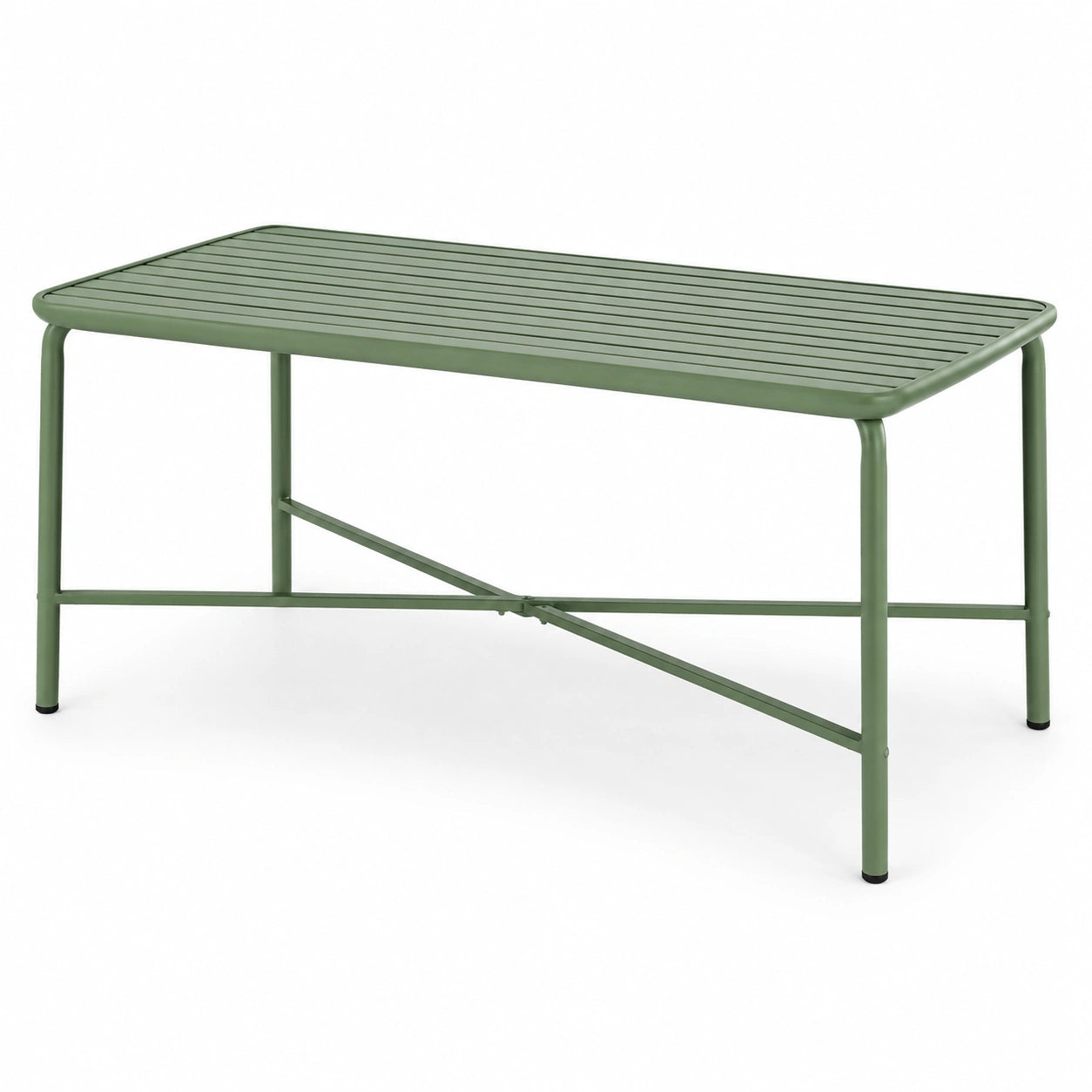 Rechteckiger Gartentisch aus Metall, Olivgrün, 100x50x45 cm